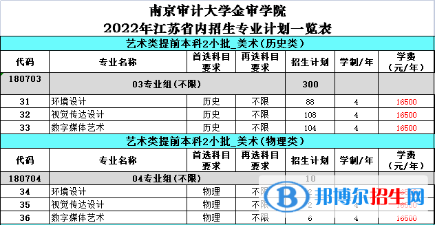 南京審計大學(xué)金審學(xué)院藝術(shù)類專業(yè)有哪些？