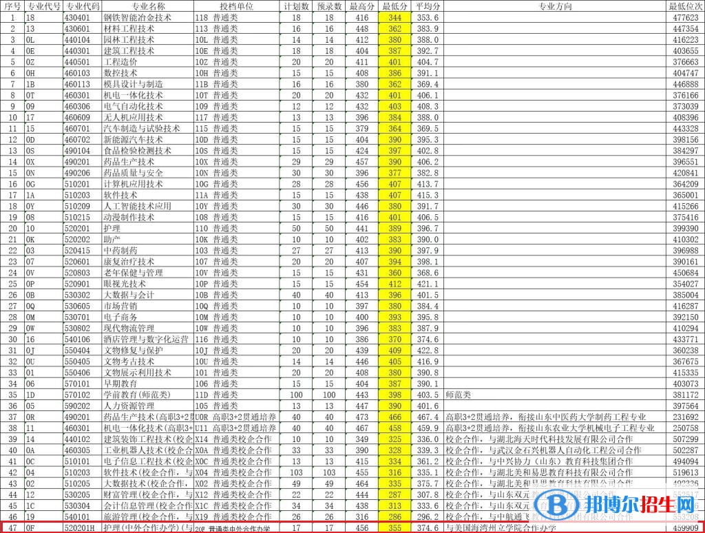 2022萊蕪職業(yè)技術學院中外合作辦學分數(shù)線（含2020-2021歷年）