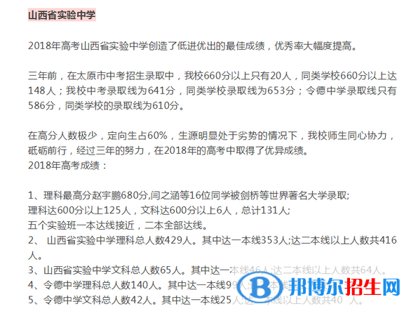 太原重點(diǎn)高中名單及排名,太原高中高考成績排名榜