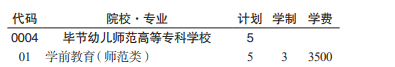 畢節(jié)幼兒師范高等專科學(xué)校分類考試招生2023年學(xué)費一覽表