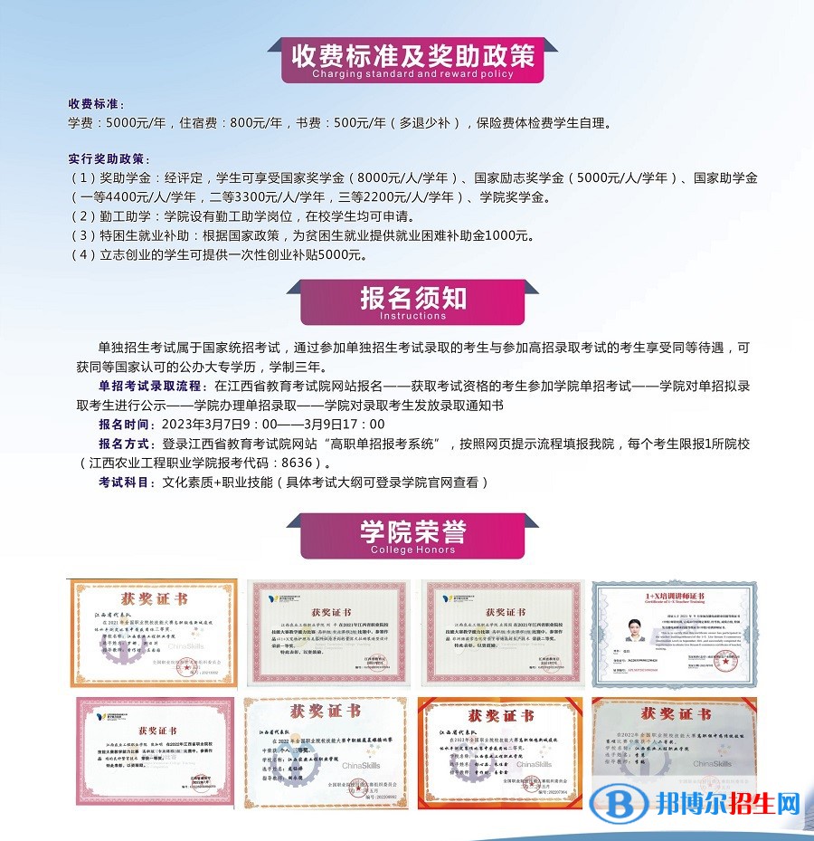 江西農(nóng)業(yè)工程職業(yè)學(xué)院單招2023年學(xué)費(fèi)匯總